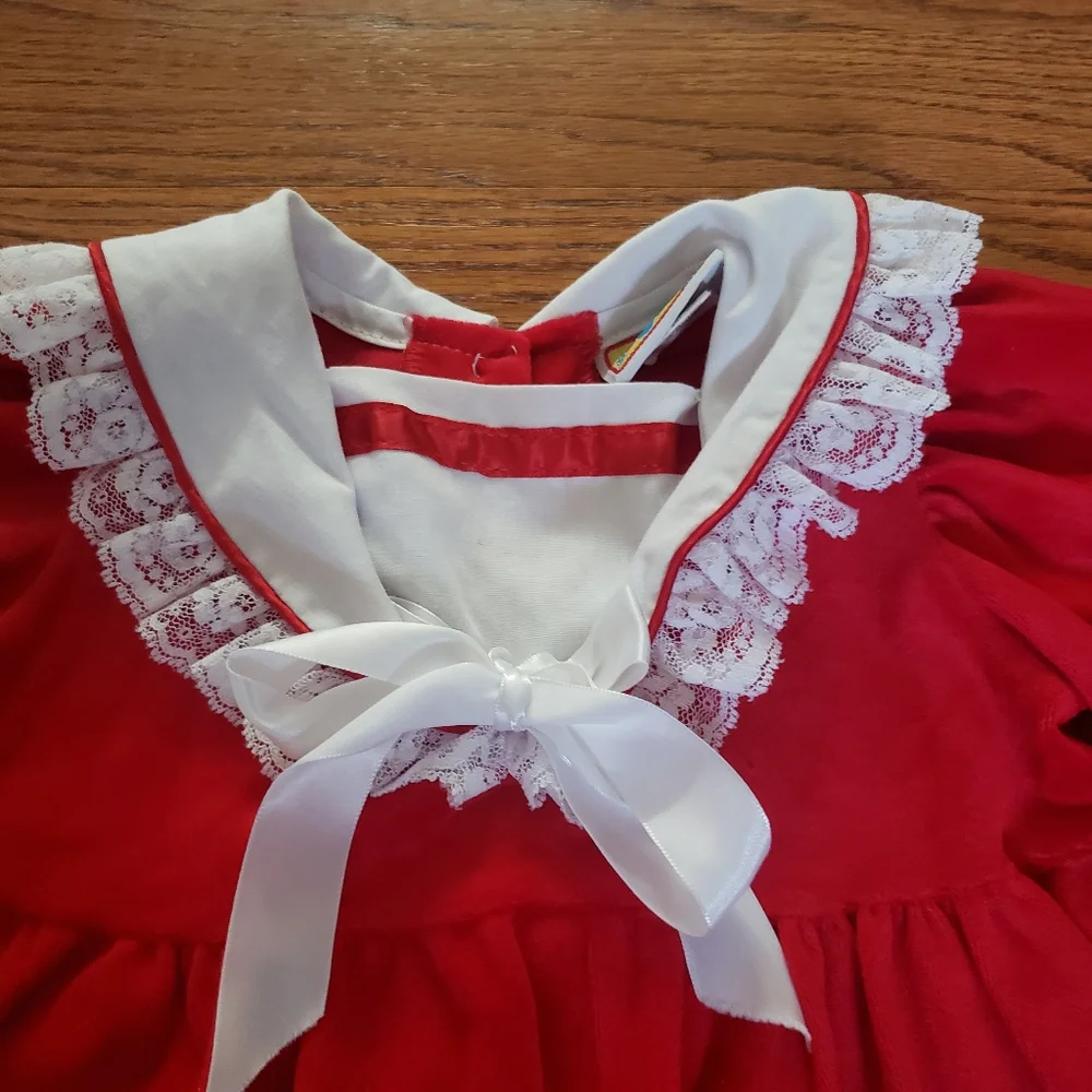 Vintage Lightning Bug Red Holiday Velour Outfit